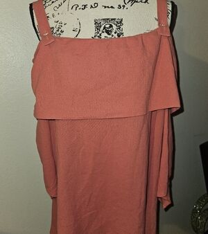 Soft Surroundings Womans Coral Off Shoulder Short Sleeve Size 1x